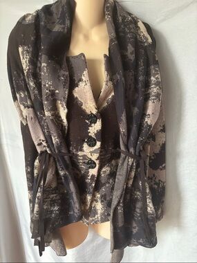 Anthropologie Charlie Robin Zoom Lens Detachable Scarf Cardigan Sweater S
